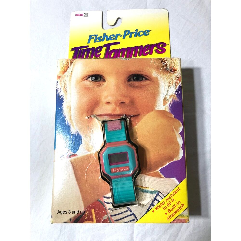 Vintage 1986 Fisher-Price Time Jammers Watch Teal Pink NIB 80s Toy 3038 New Box